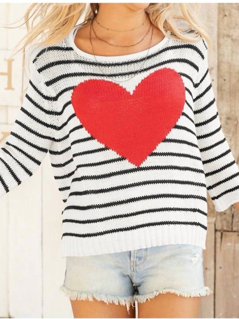 Amelie Heart Crew by Wooden Ships - Blue Wisp/Breaker White NWT XS